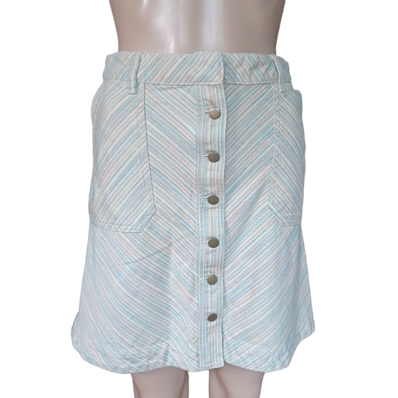 Anthropologie Pilcro And The Letterpress Womens Stripe Button Aline Skirt Size 4 - Picture 2 of 8